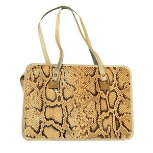 Vintage Leather & Snakeskin Pattern Tote Purse HOBO Bag BOROS